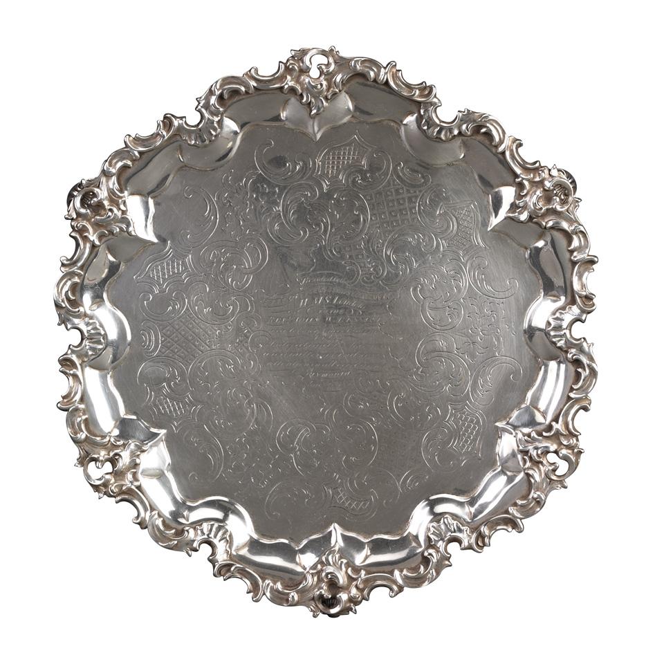 Victorian Silver Circular Salver, Samuel Hayne & Dudley Cater, London, 1842