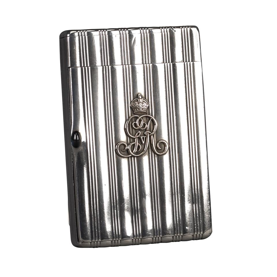 [King George V] Russian Silver Cigarette Case with Vesta Compartment, Carl Fabergé, workmaster August Hollming, St. Petersburg, c.1910-15