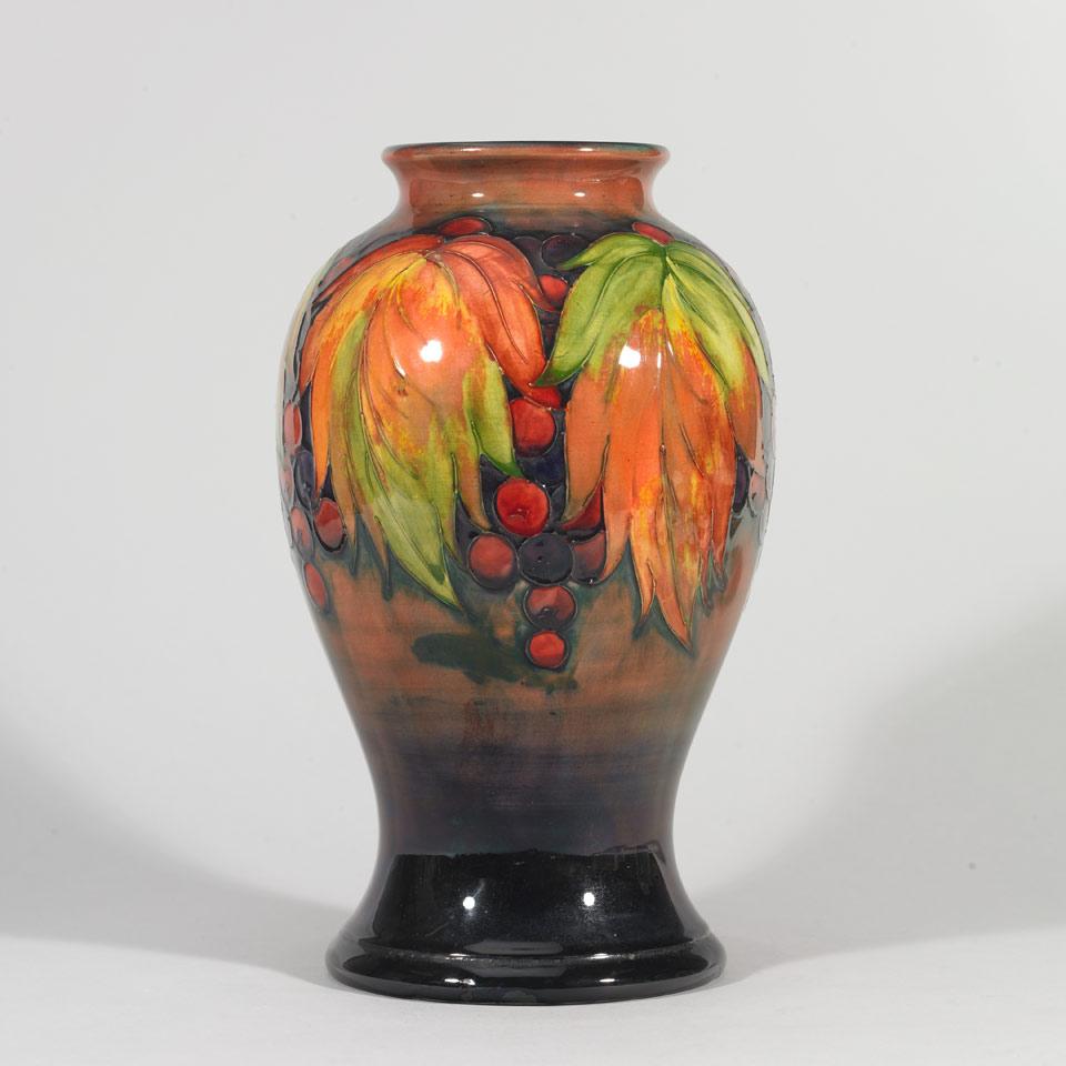 Moorcroft Flambé Grape and Leaf Pattern Vase, 1930’s