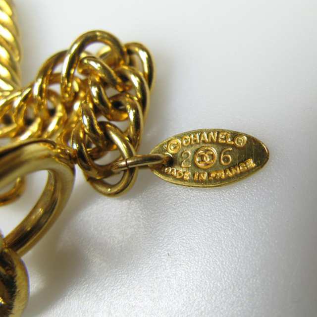French Chanel Gold Tone Double Curb Link Necklace
