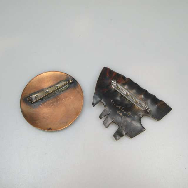 Two Kurtt Canadian Abstract Copper Brooches