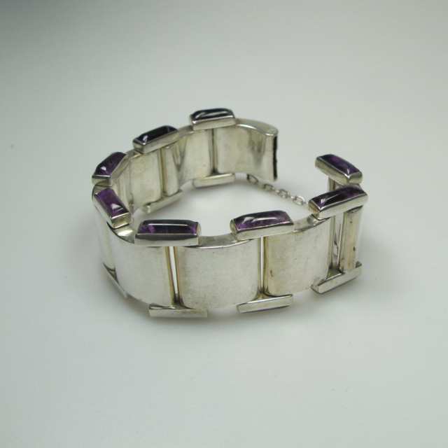 Antonio Pineda Mexican Silver Rectangular Link Bracelet