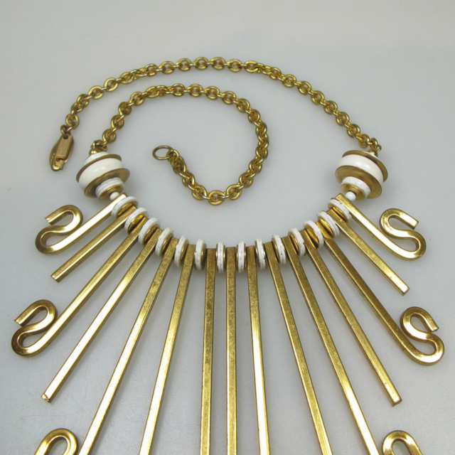 Miriam Haskell Gold Tone Metal Fringe Necklace
