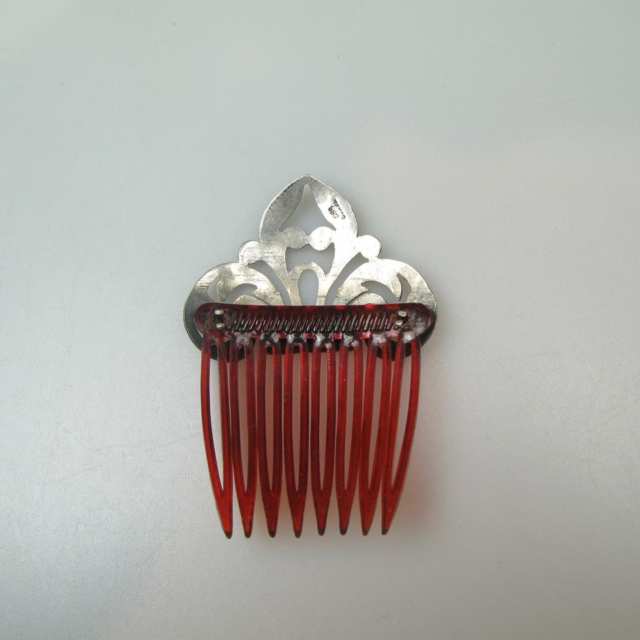 Mexican 980 Grade Silver And Plastic Hair Comb