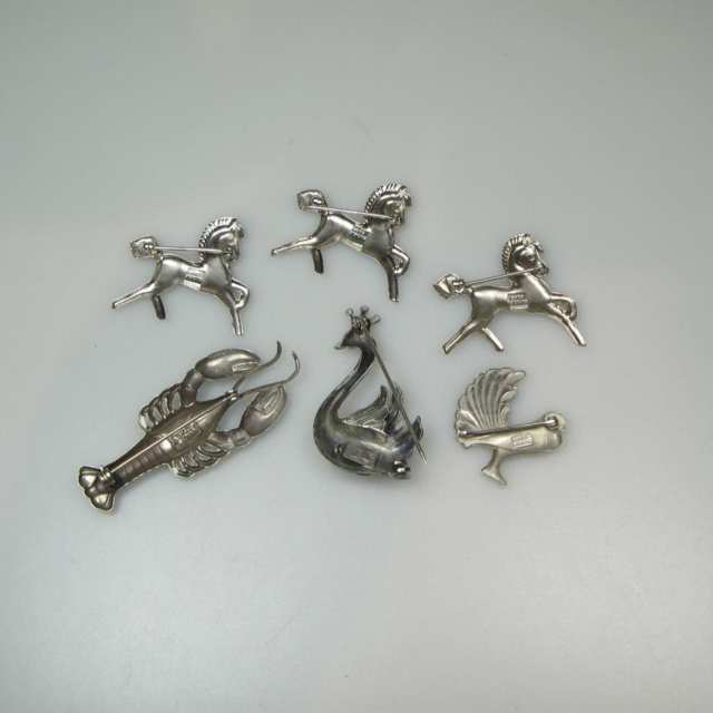 4 Coro Sterling Silver Animal Pins
