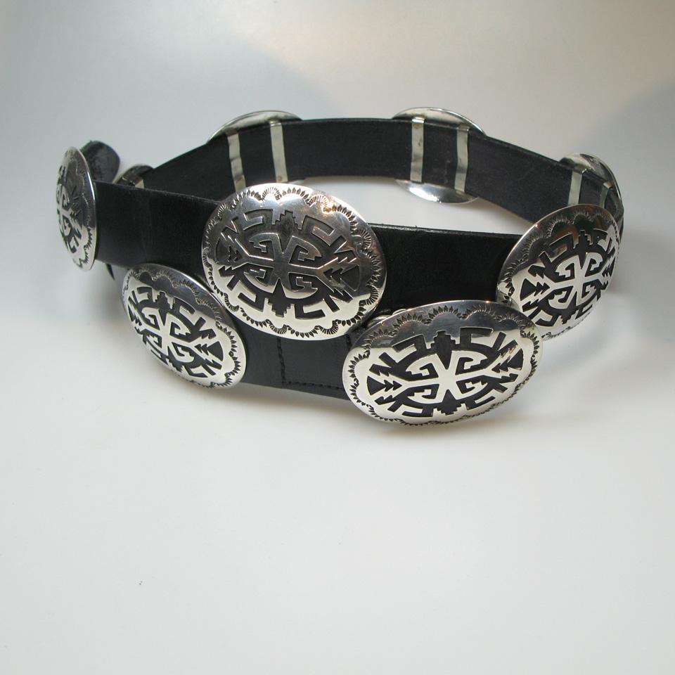 Thomas Singer Navajo American Silver And Leather Belt