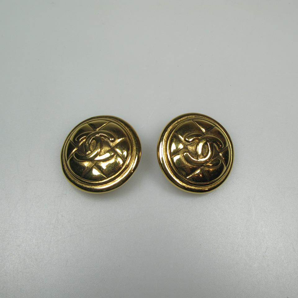 Pair Of French Chanel Clip-Back Button Earrings