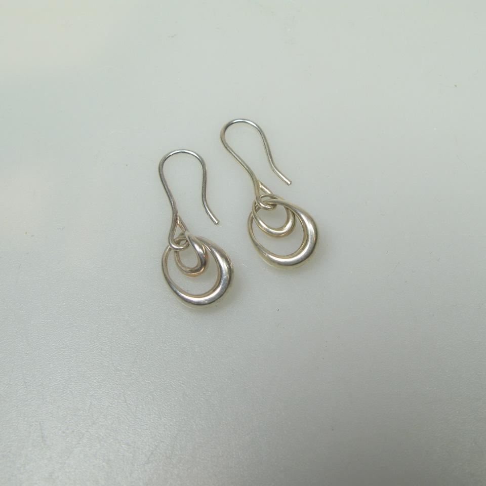 Pair Of Georg Jensen Danish Sterling Silver Hook-Back Drop Earrings
