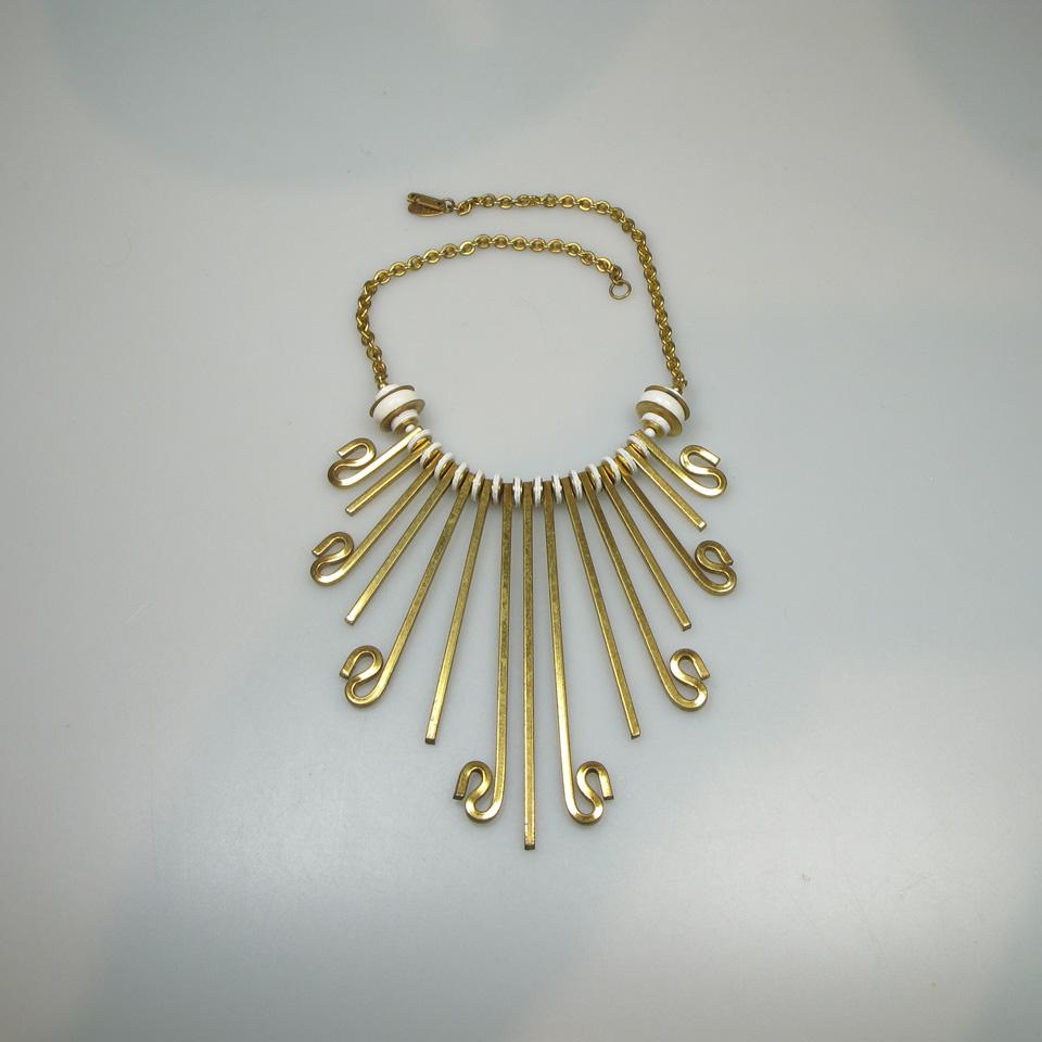 Miriam Haskell Gold Tone Metal Fringe Necklace