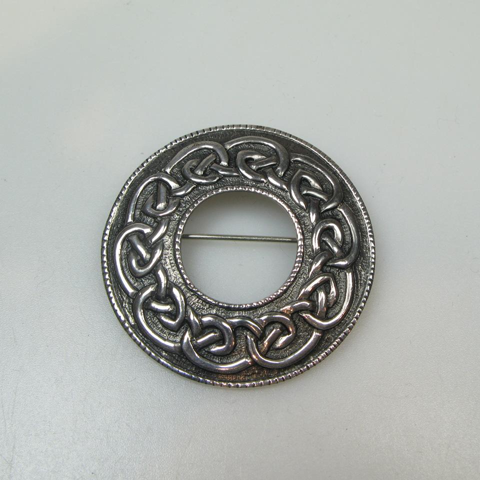 Scottish Iona Sterling Silver Circular Brooch
