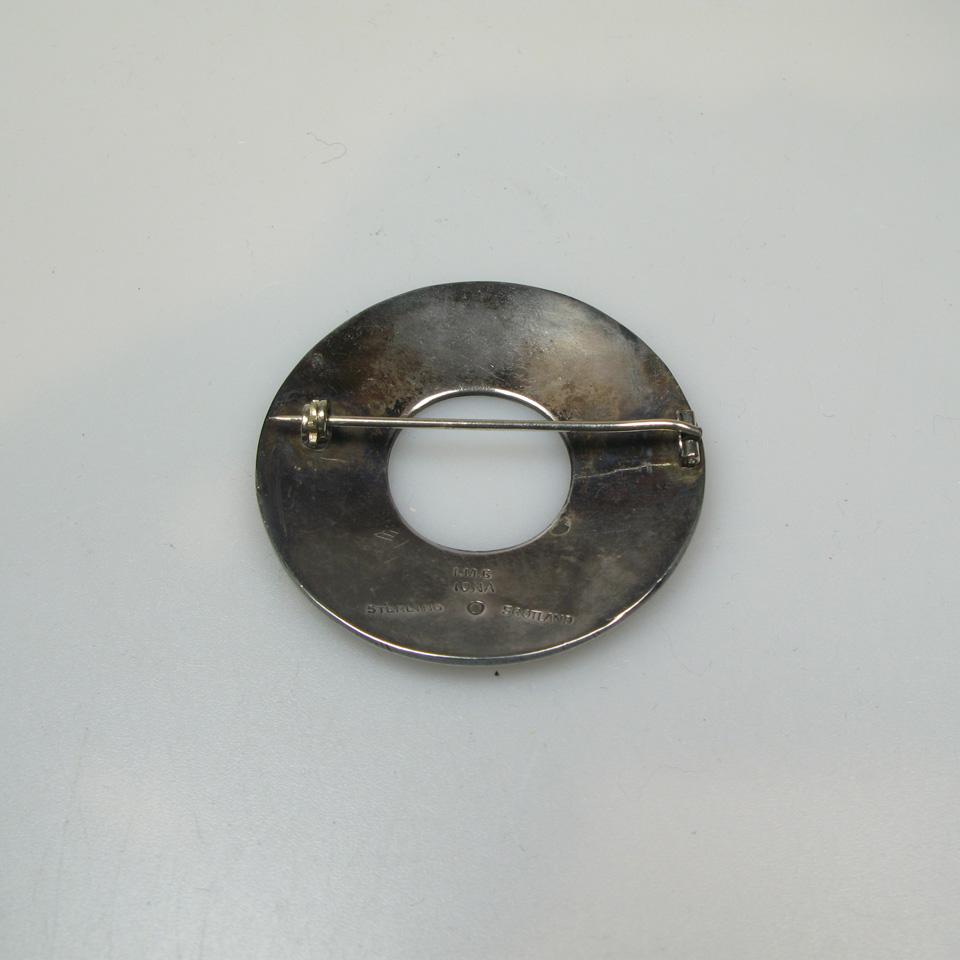 Scottish Iona Sterling Silver Circular Brooch