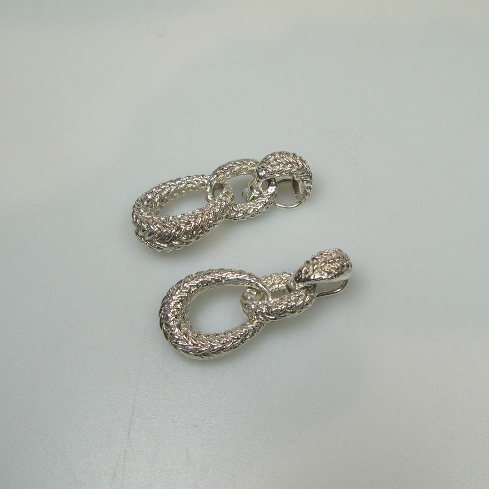 Pair Of Tiffany & Co. Sterling Silver Clip-Back Drop Earrings