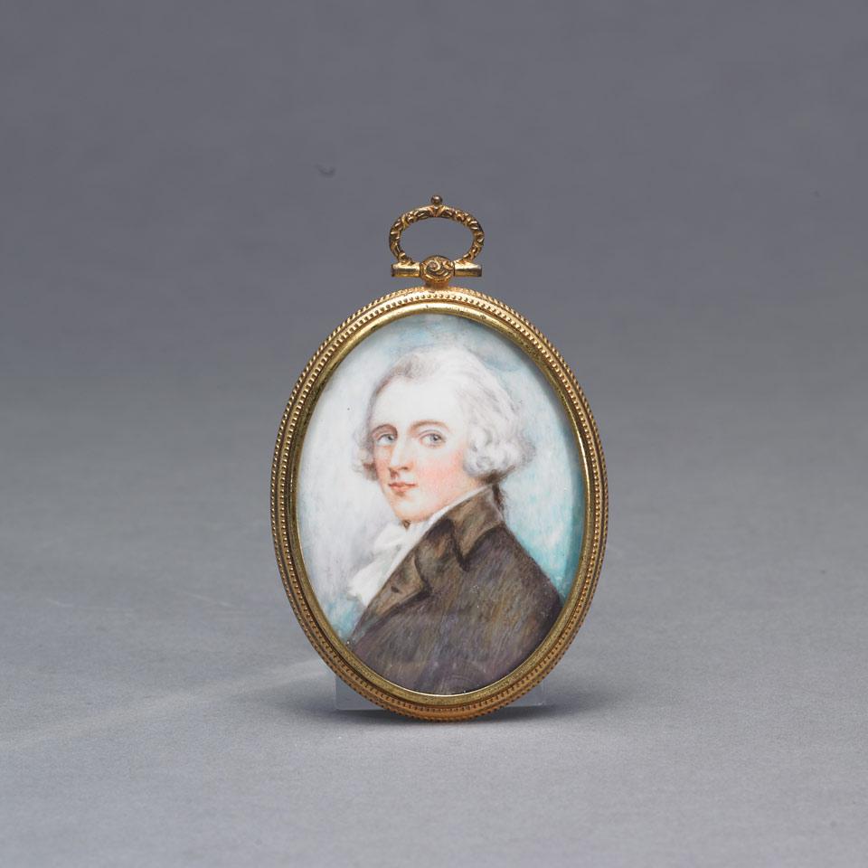 British School Oval Portrait Miniature of a Young Gentleman, 18th/19th century