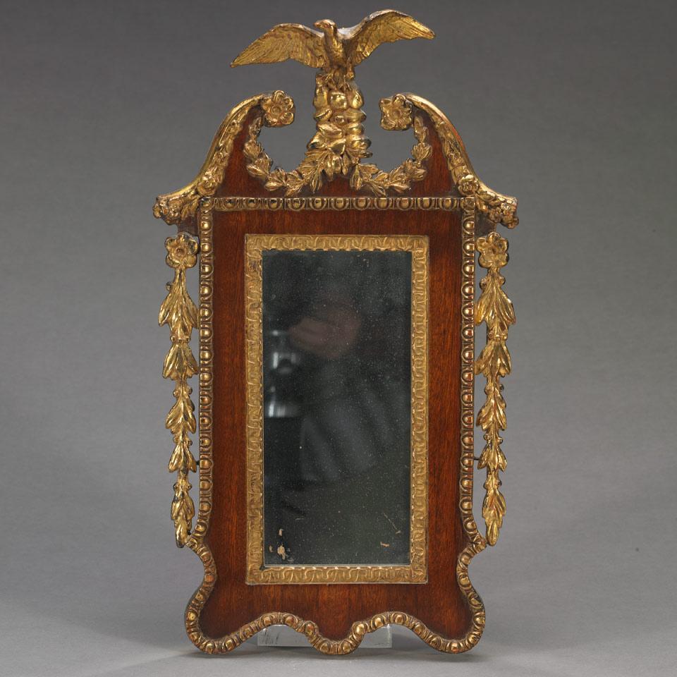 George III Style Parcel Gilt Mahogany Shaving Mirror, 19th century