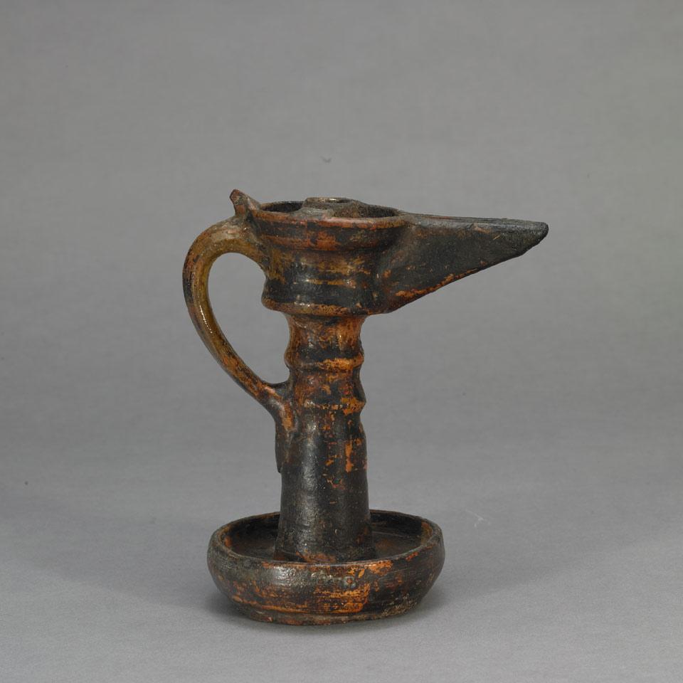 American Red Earthenware Grease Lamp, 18th/early 19th century