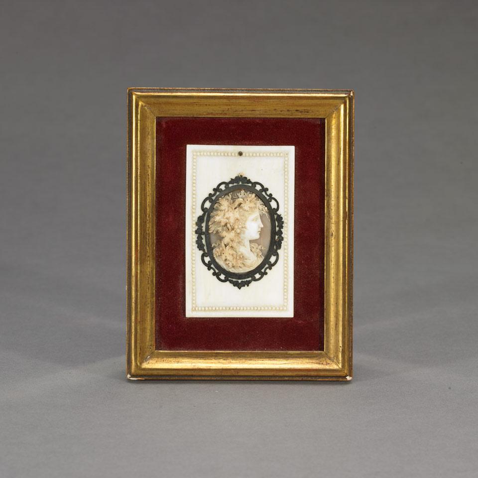 Italian Carved Ivory Cameo Panel, early 20th century