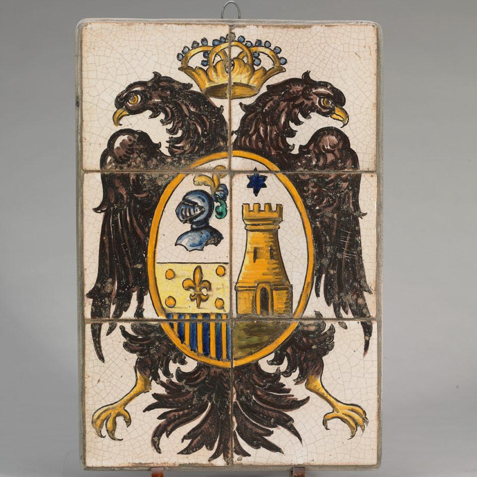Continental Faience Tile Coat of Arms, 19th century