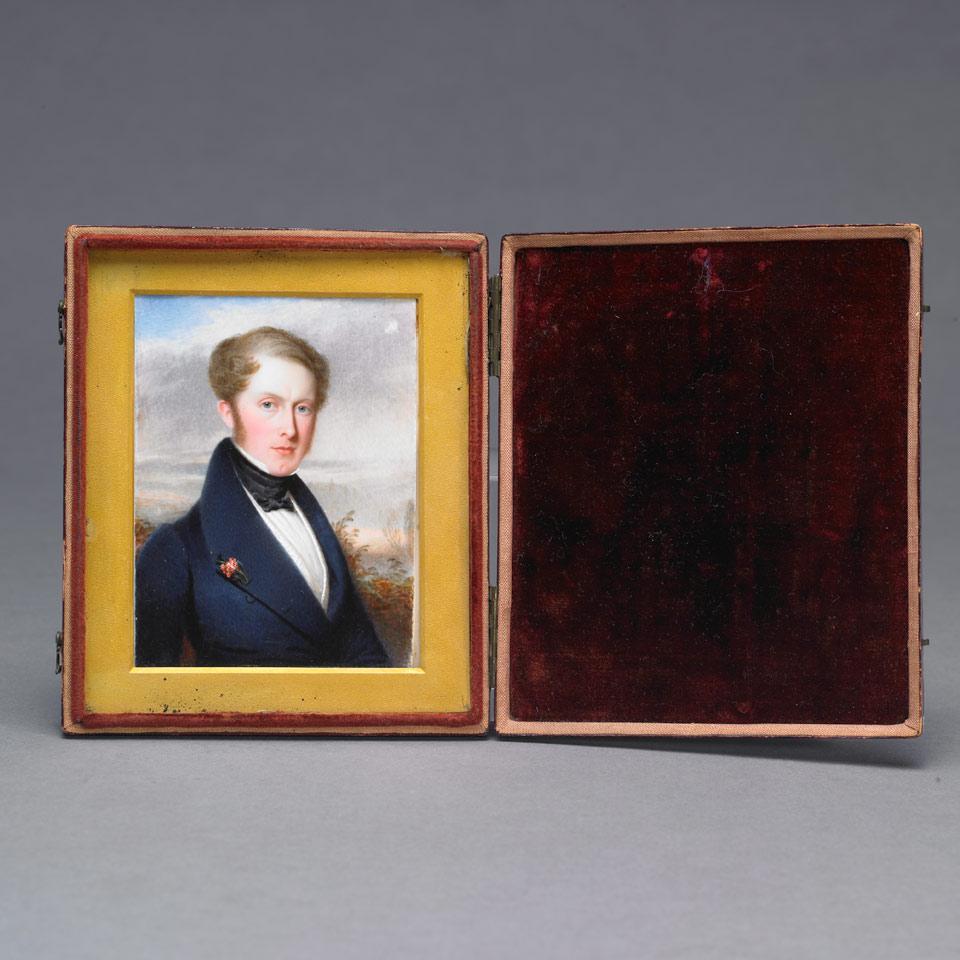 British School Portrait Miniature of a Young Gentleman, early 19th century