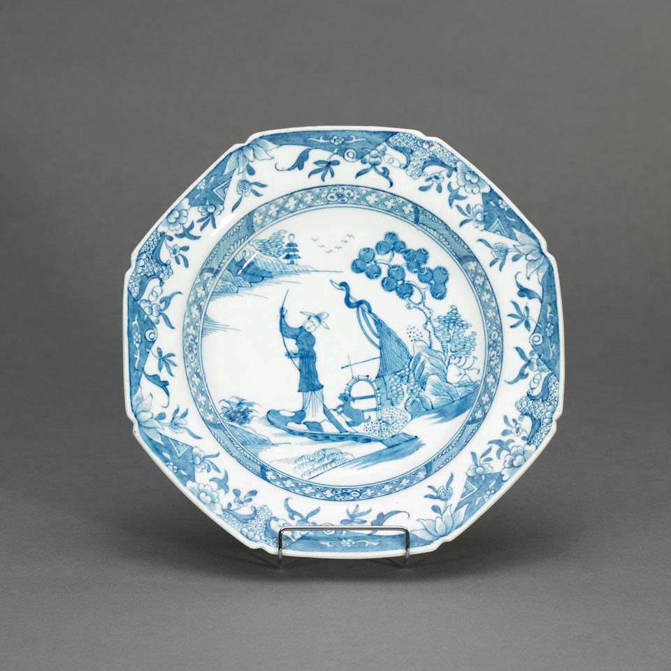 Derby Porcelain Blue and White Octagonal Plate, c.1790
