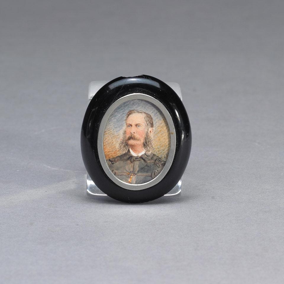 Zulu War Interest: Oval Portrait Miniature Mourning Pendant for Honorary Major Paymaster Francis Freeman White (1829-1879) , 1st Battalion, 24th Regiment, 2nd Warwickshire, c. 1879
