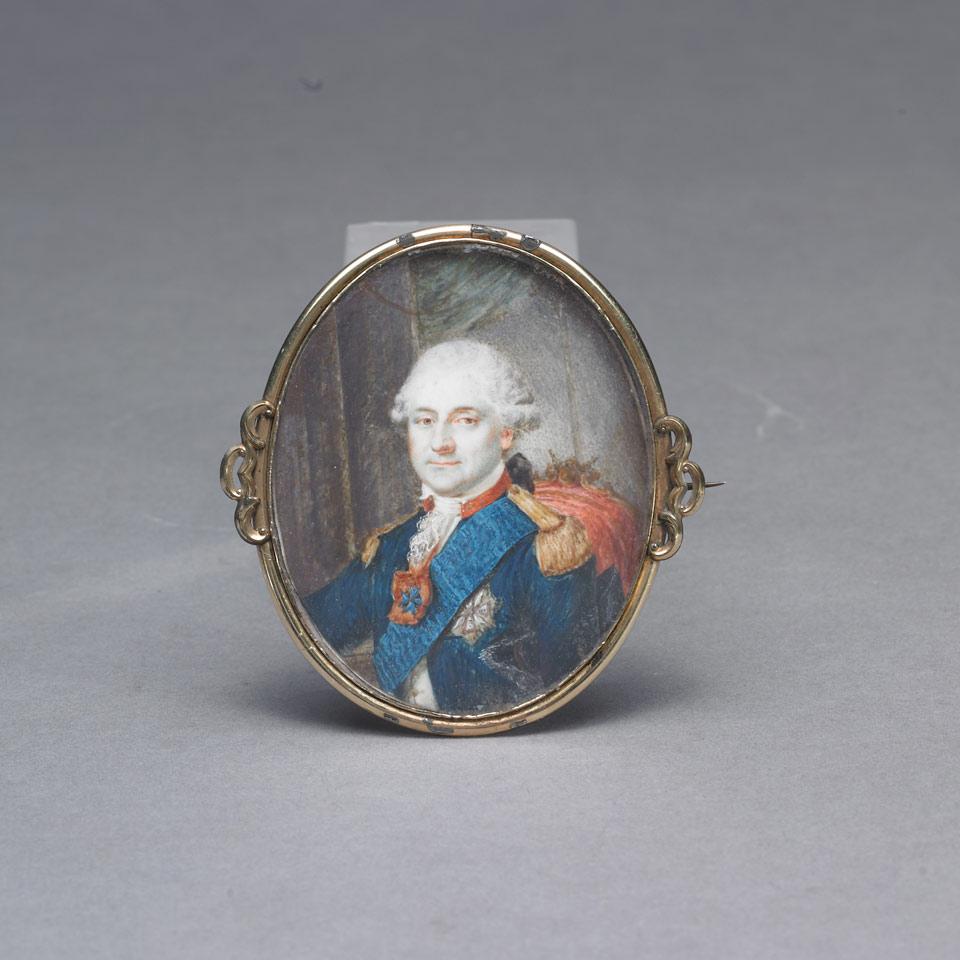 Continental Oval Portrait Miniature of a Gentleman, 18th century