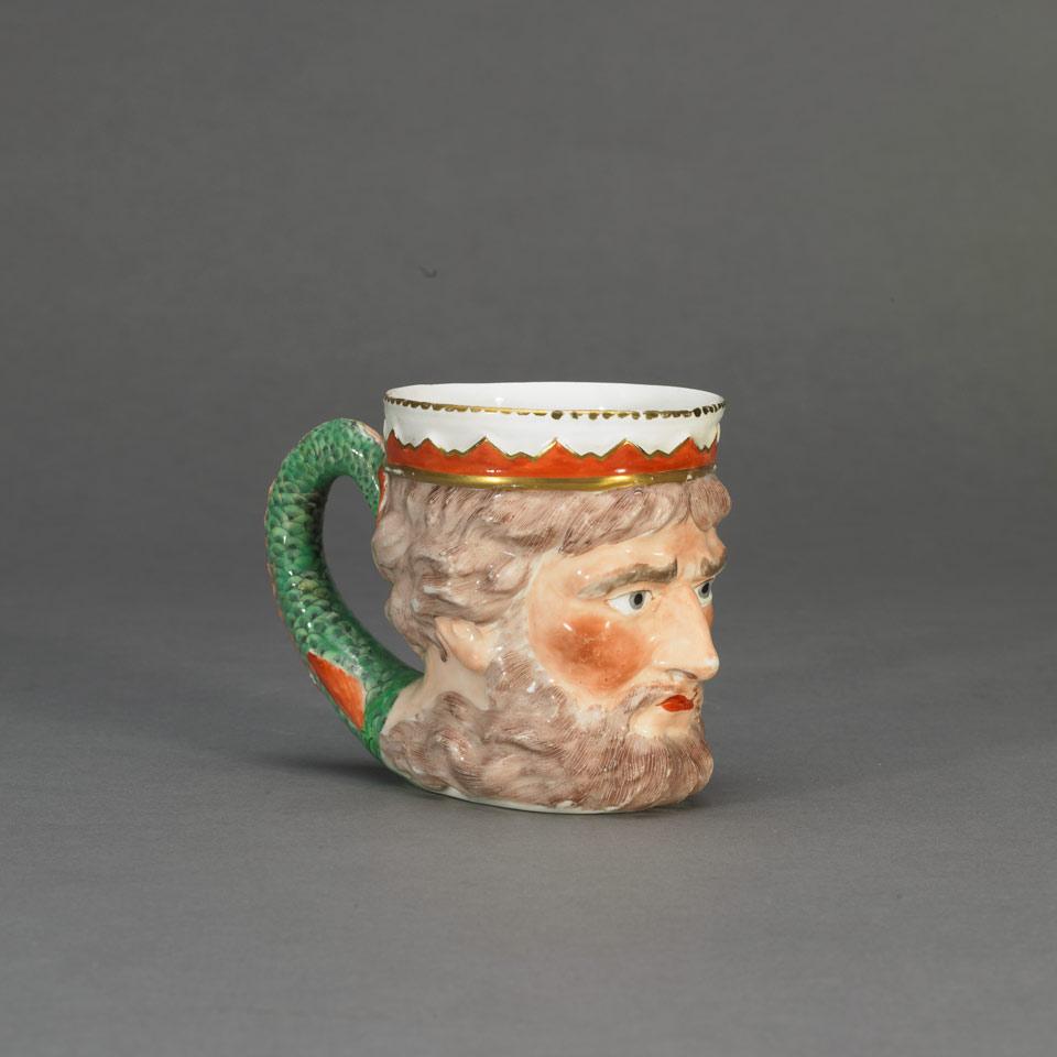 Derby Porcelain Neptune Head Mug, c.1775