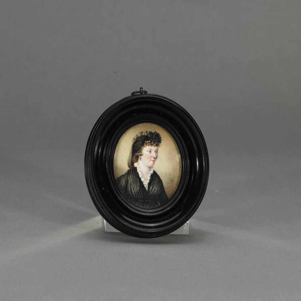 British School Oval Portrait Miniature of a Lady, early 19th century