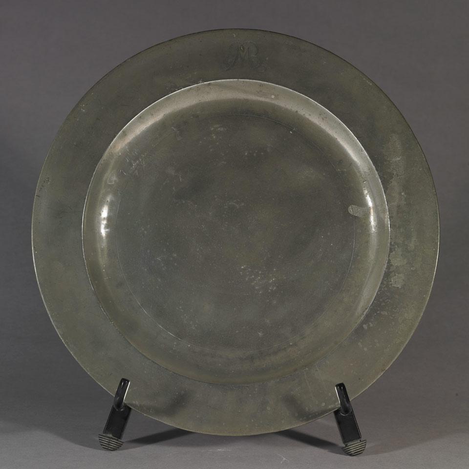 English Pewter Charger, London, mid 18th century