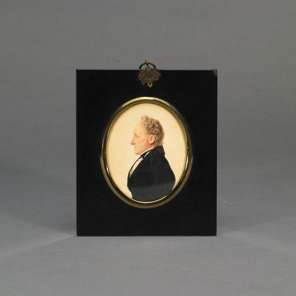 British School Oval Profile Portrait Miniature of Richard Newton, early 19th century