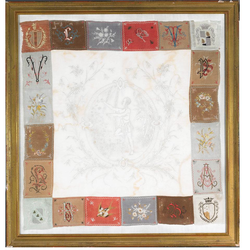 Appenzeil (Swiss) Embroidered Handkerchief, mid 19th century