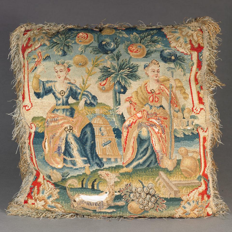 Aubusson Tapestry Fragment Cushion, 18th century and later