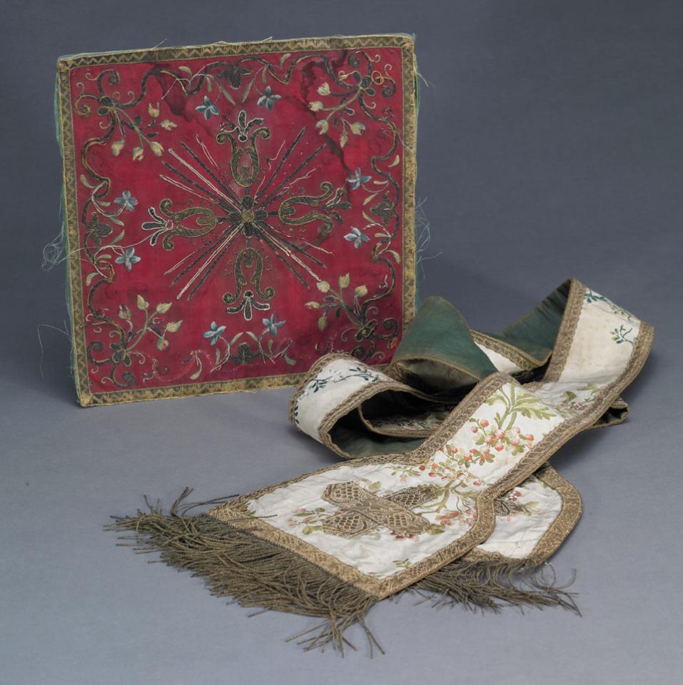 Italian Embroidered Silk Pall, 17th century
