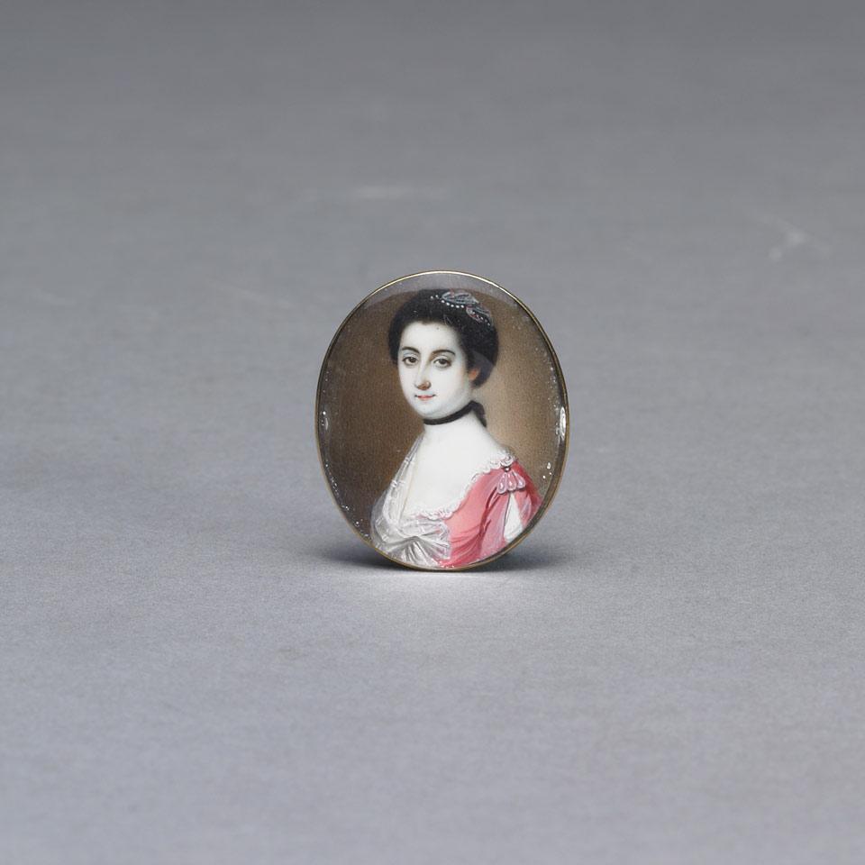 British School Oval Portrait Miniature of a Young Woman, early 19th century