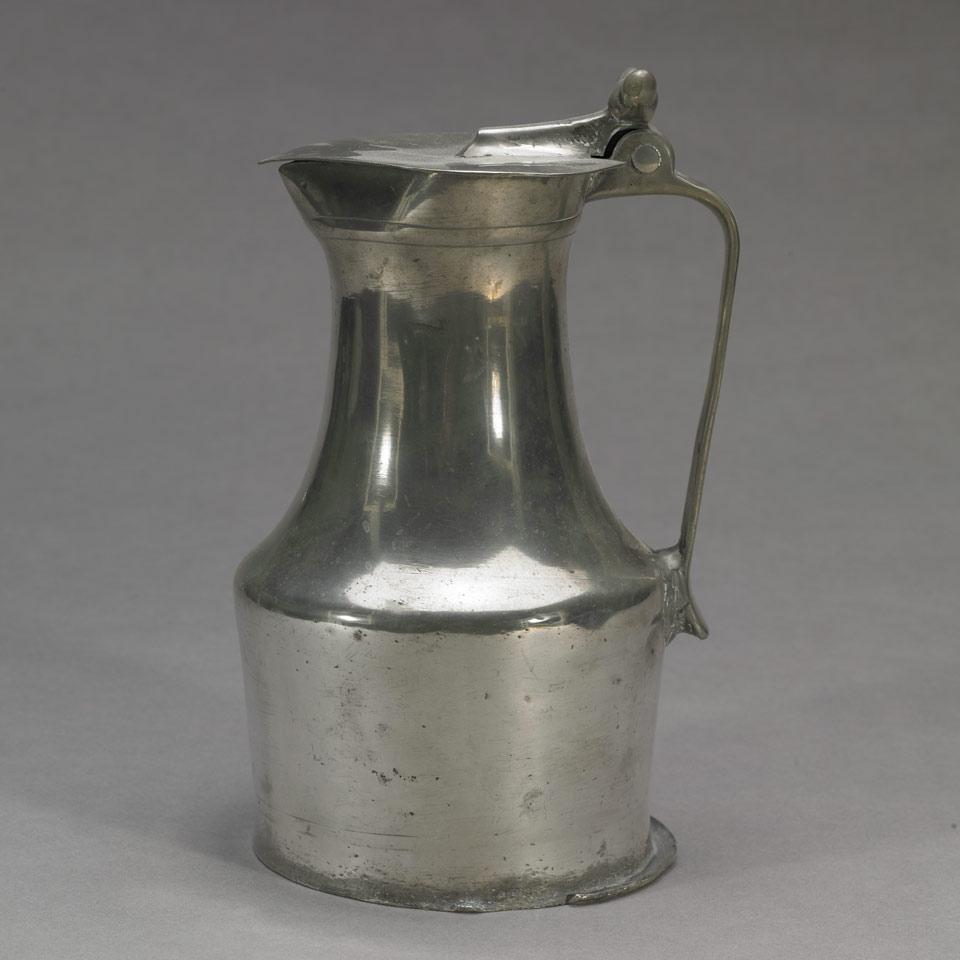 French Pewter Baluster Flagon, 18th century