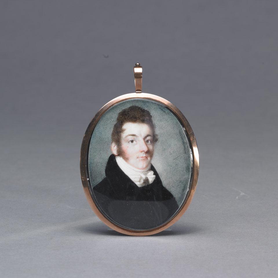 British School Oval Portrait Miniature of a Gentleman, early 19th century