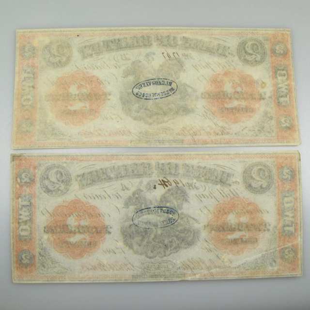 Two Bank Of Clifton 1861 $2 Bank Notes