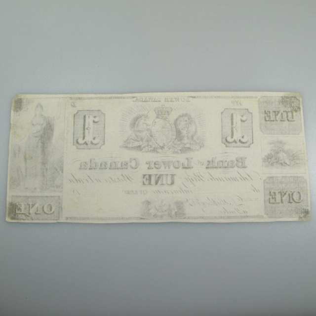 Bank Of Lower Canada 1830’s $1 Bank Note