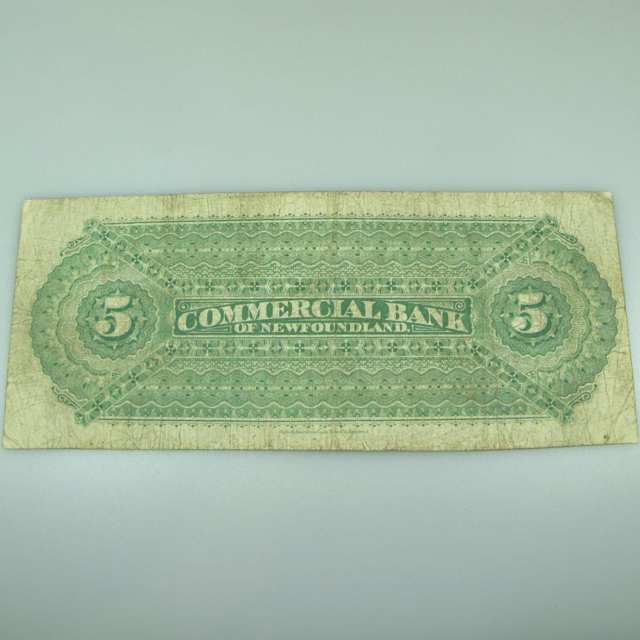 Commercial Bank Of Newfoundland 1888 $5 Bank Note