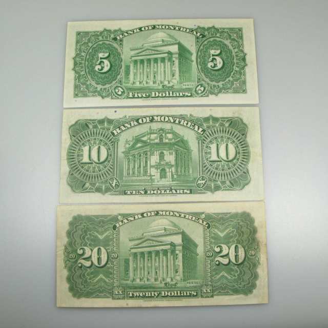 Three Bank Of Montreal 1935 Bank Notes