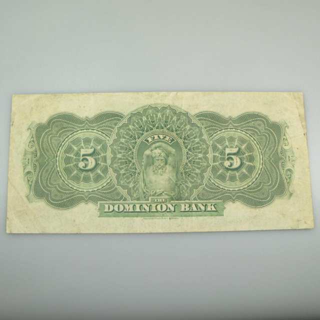 Dominion Bank 1905 $5 Bank Note
