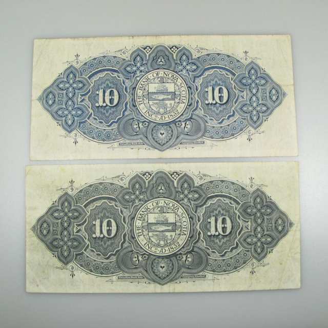 Two Bank Of Nova Scotia $10 Bank Notes