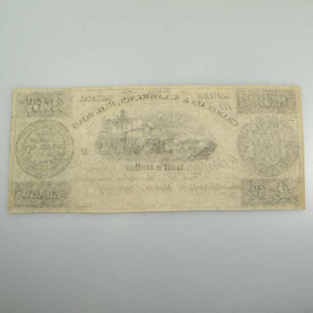 Champlain & St. Lawrence Railroad Of Lower Canada 1837 2 Shilling, 6 Pence Bank Note