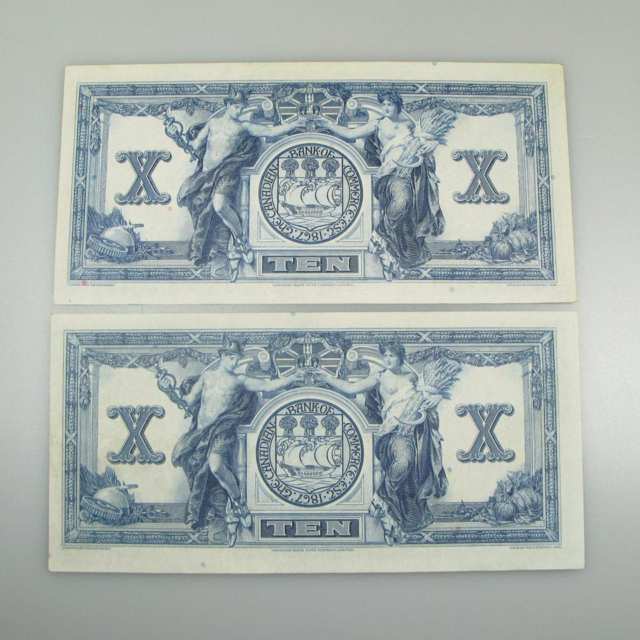 Two Canadian Bank Of Commerce 1935 $10 Bank Notes