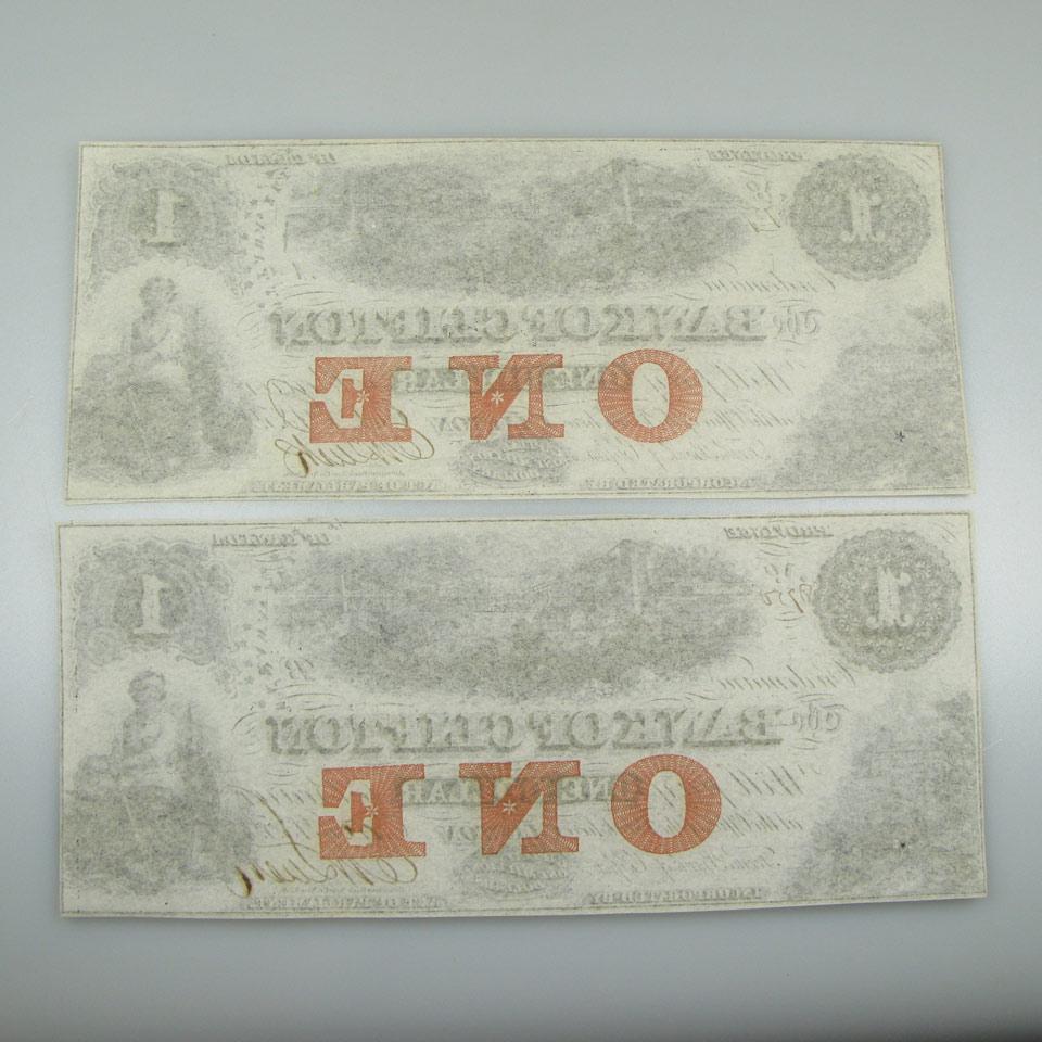 Two Bank Of Clifton 1859 $1 Bank Notes