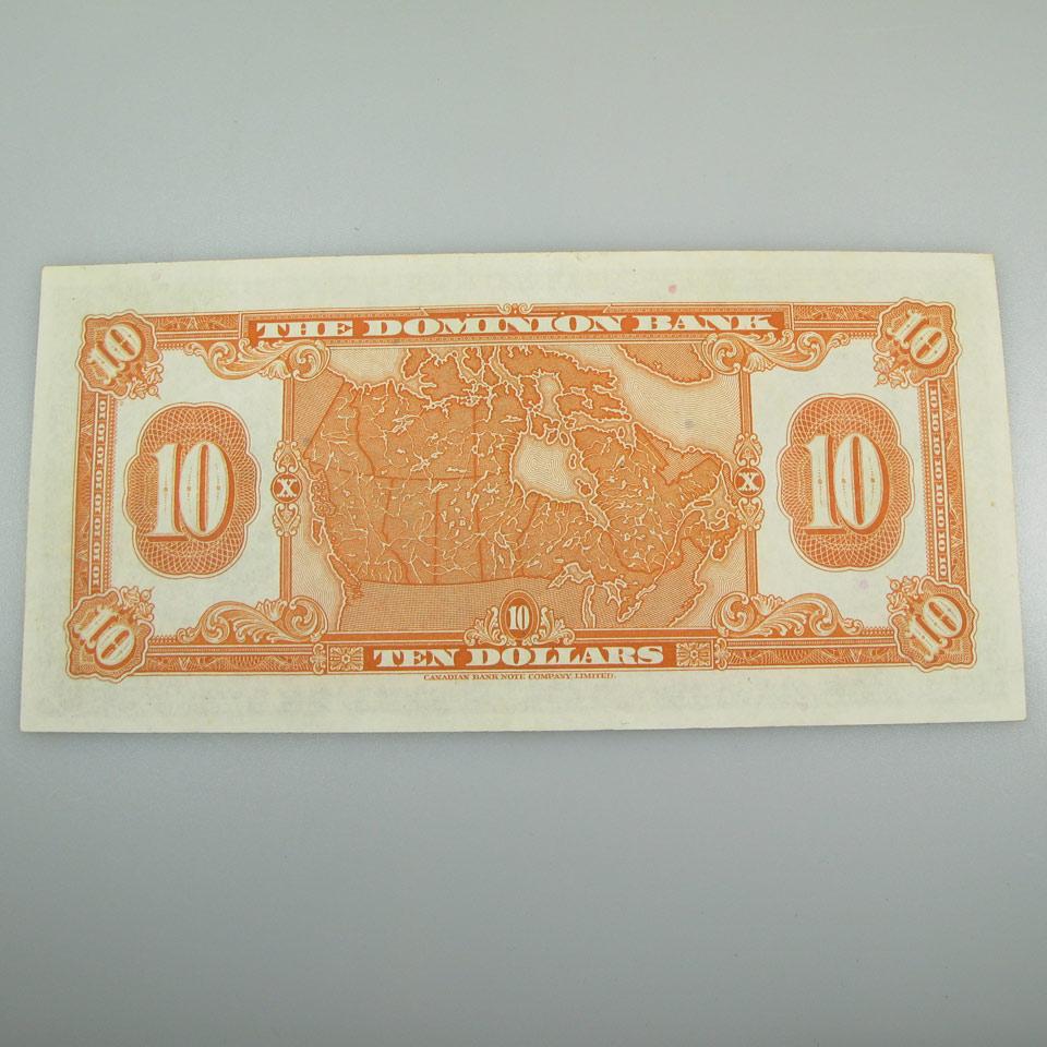 Dominion Bank 1938 $10 Bank Note