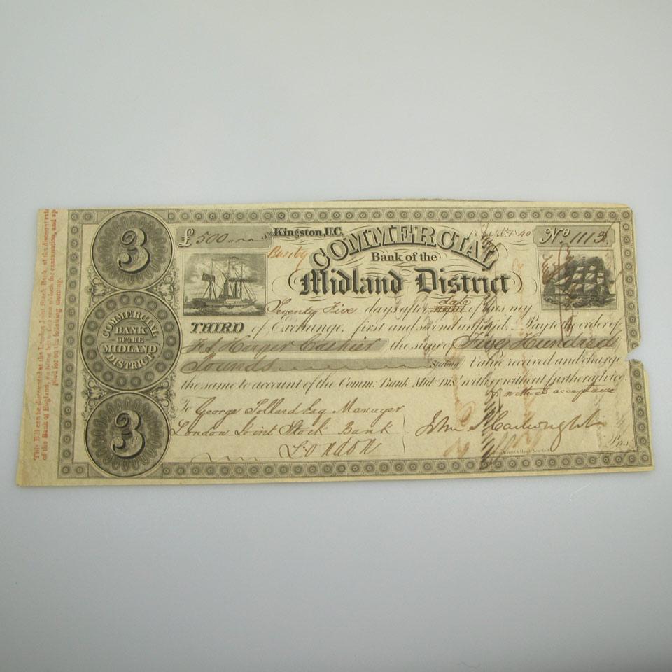 Commercial Bank Of Midland District 1840 £500 Promisary Note