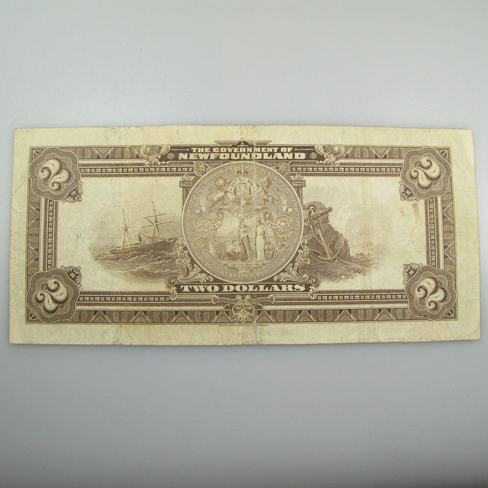 Government Of Newfoundland 1920 $2 Bank Note