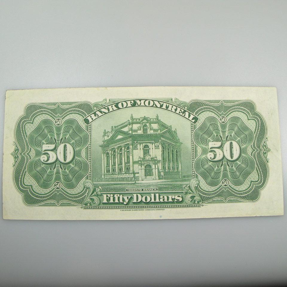 Bank Of Montreal $50 Bank Note, 1931