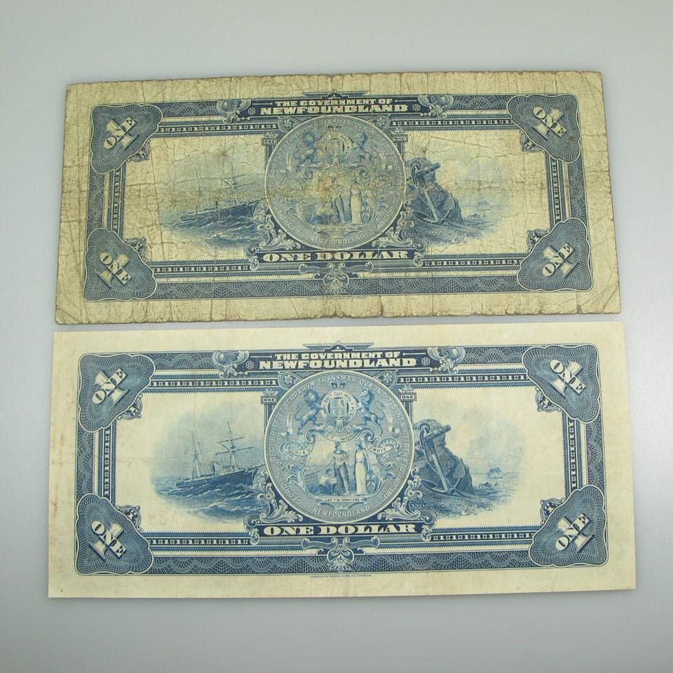Two Government Of Newfoundland 1920 $1 Bank Notes