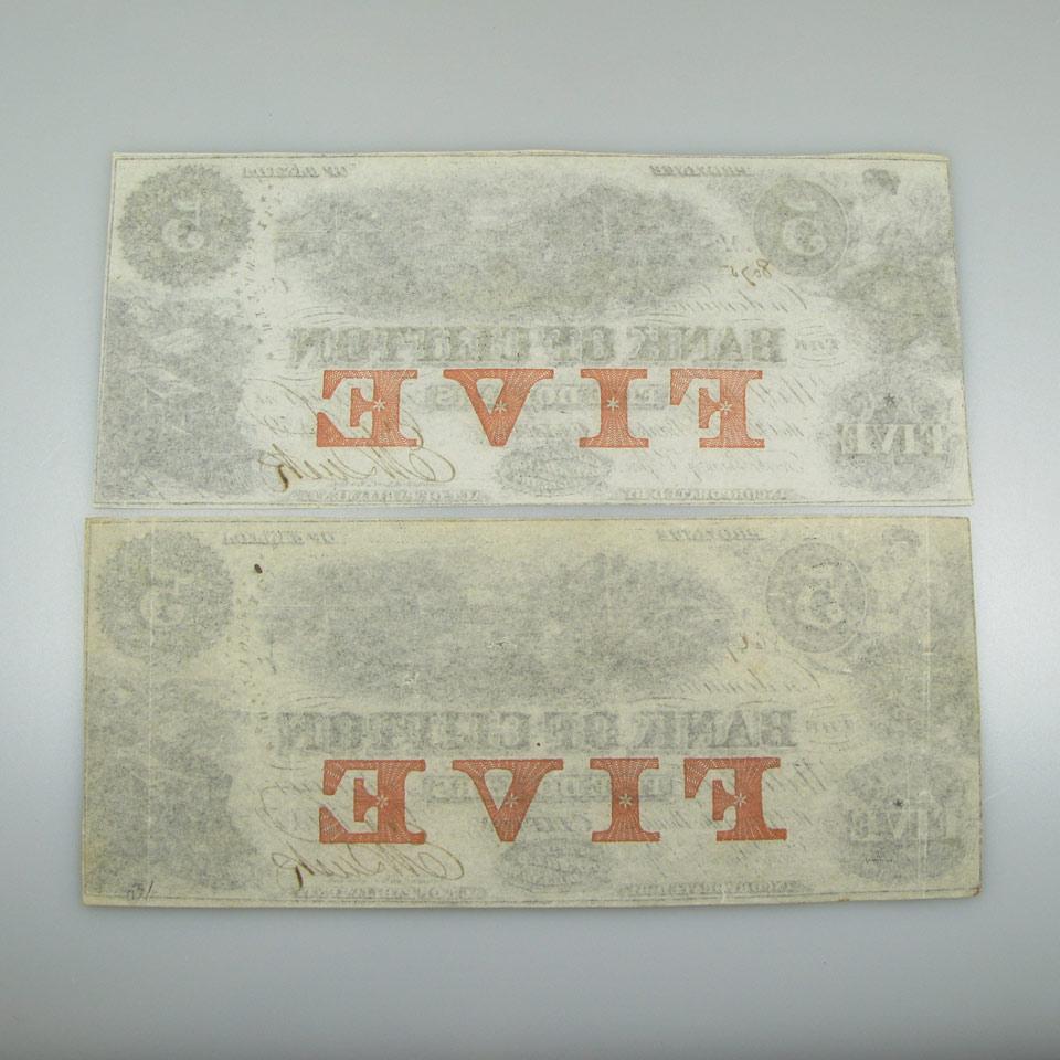 Two Bank Of Clifton 1859 $5 Bank Notes